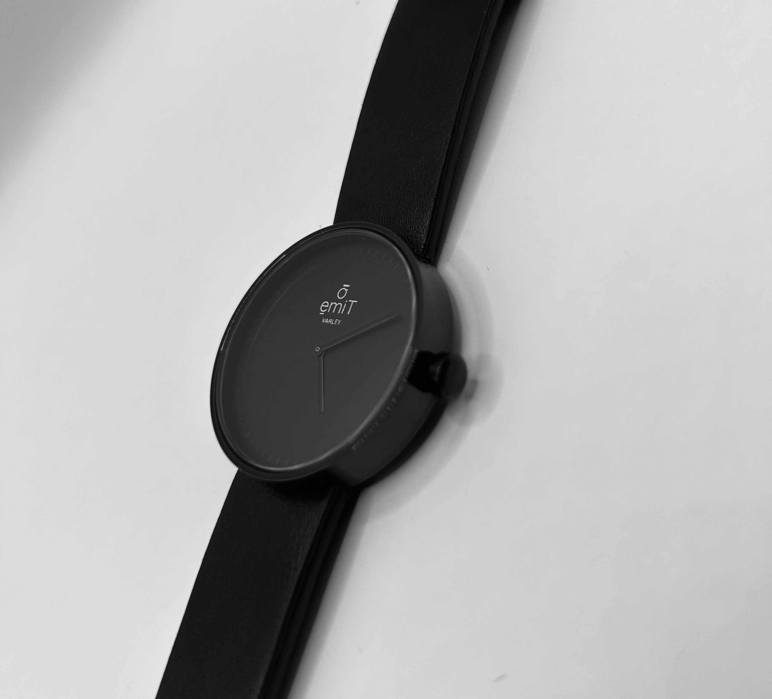 black leather black dial