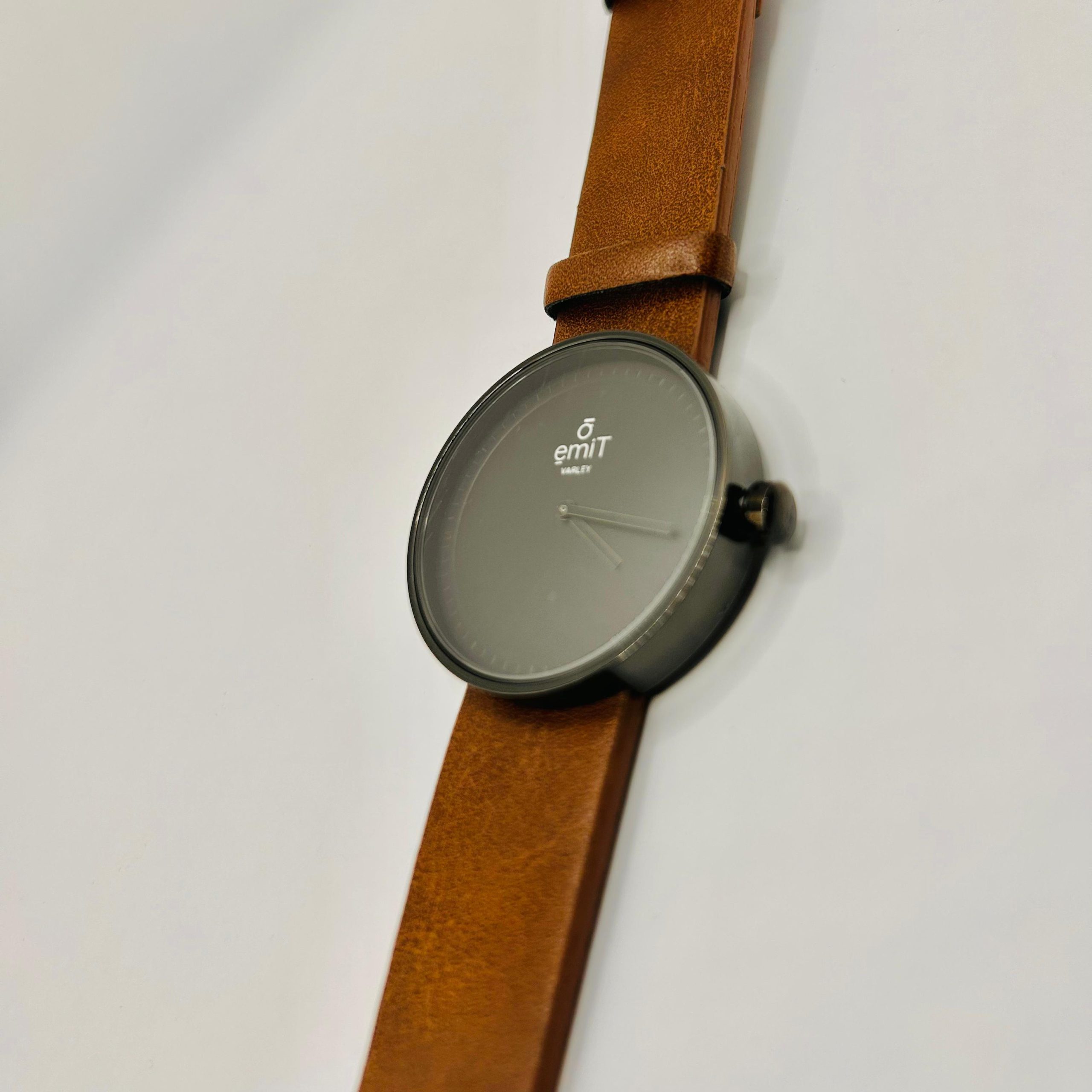 brown leather black dial