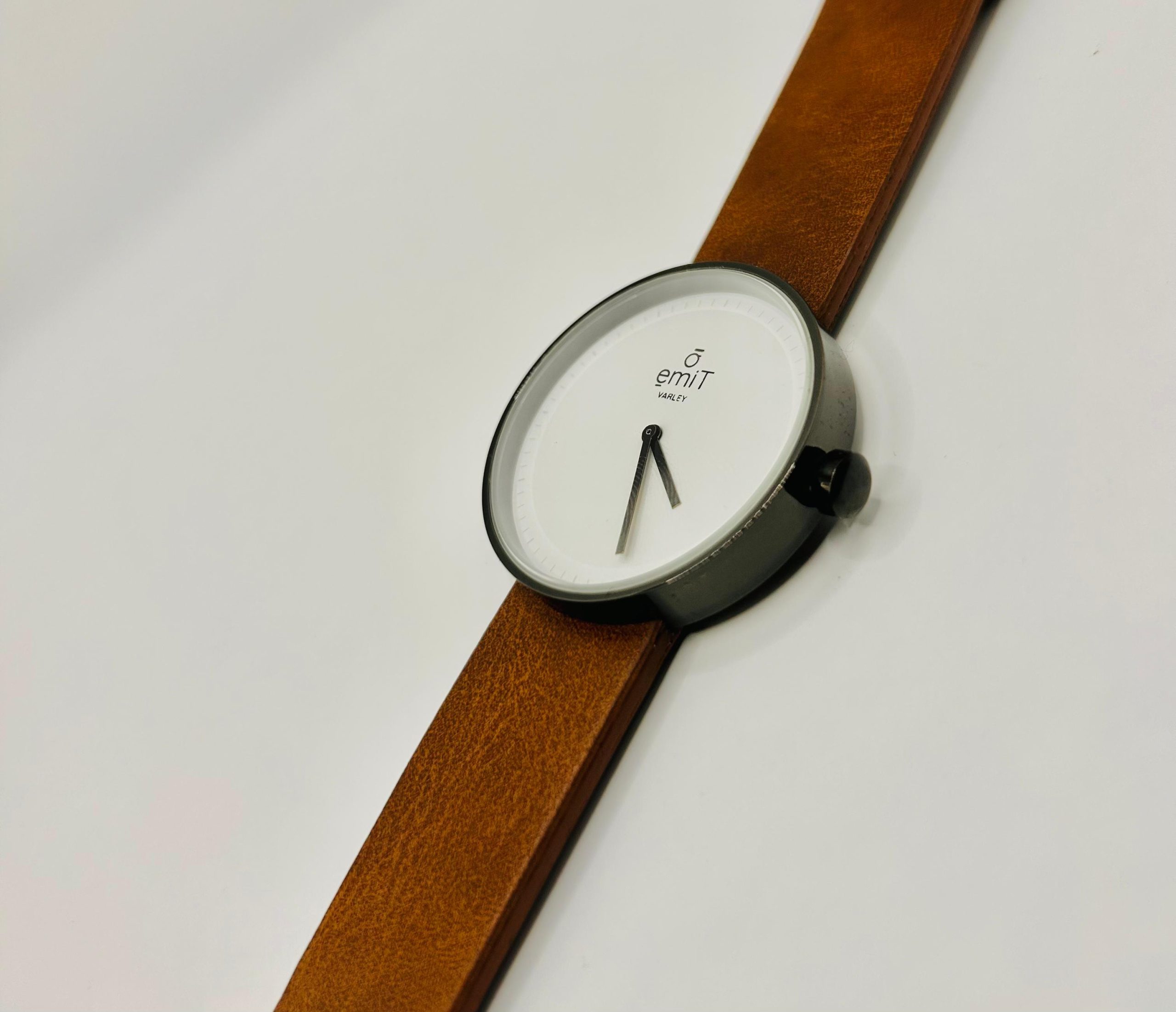 brown leather white dial